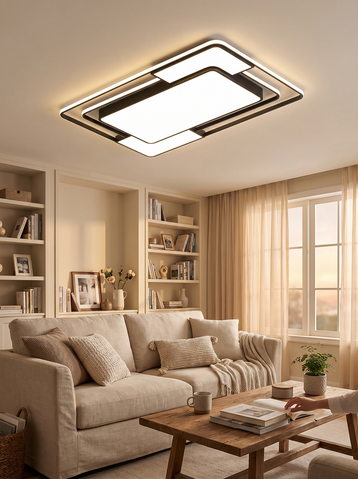 Geometric Remote Control LED Ceiling Light in a lifestyle setting