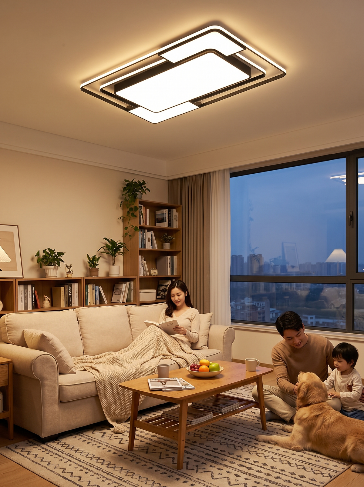 Geometric Remote Control LED Ceiling Light in a lifestyle setting