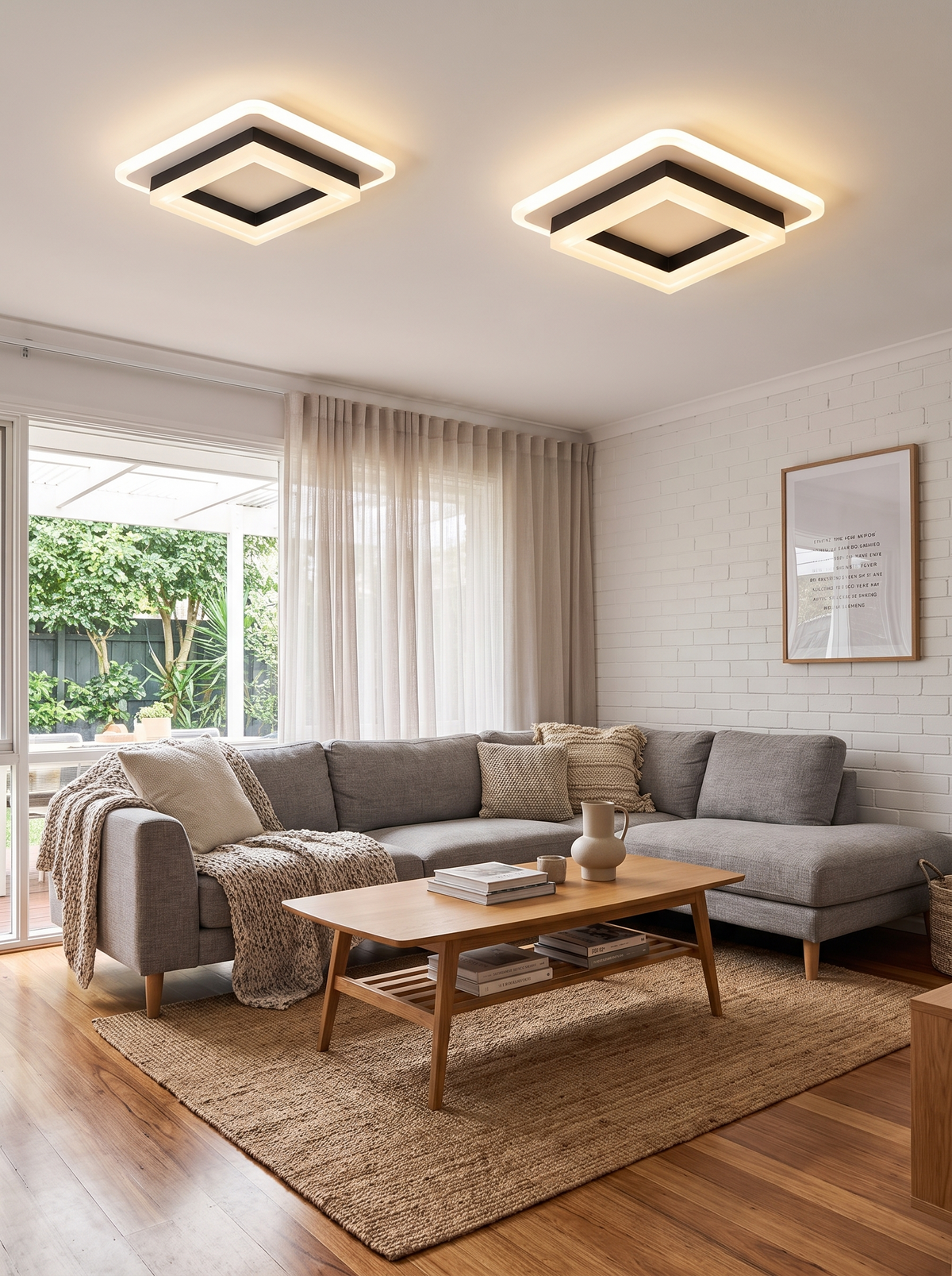 Square LED Flush Mount Ceiling Light in a lifestyle setting