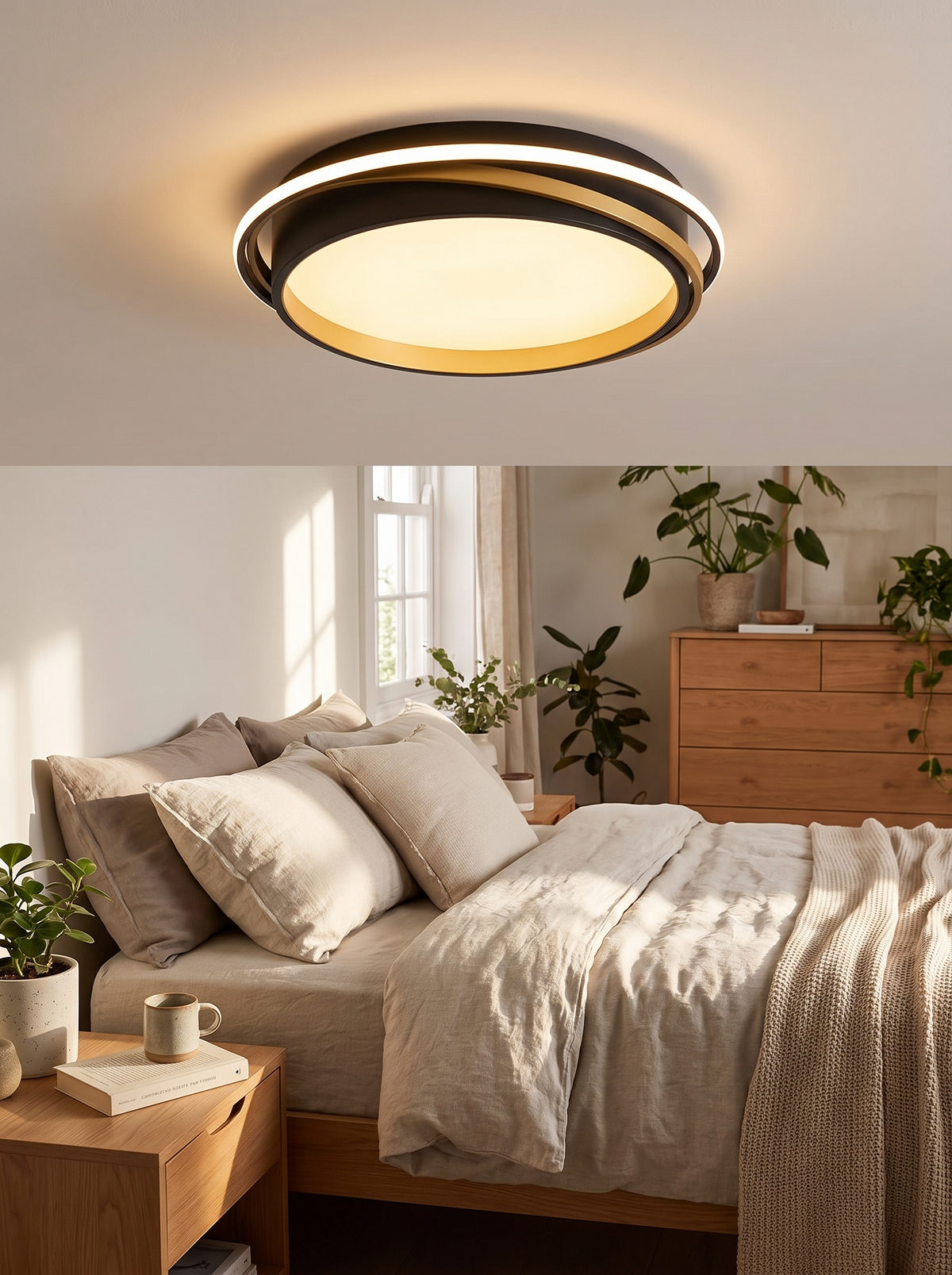 Nordic Round LED Flush Ceiling Light in a lifestyle setting