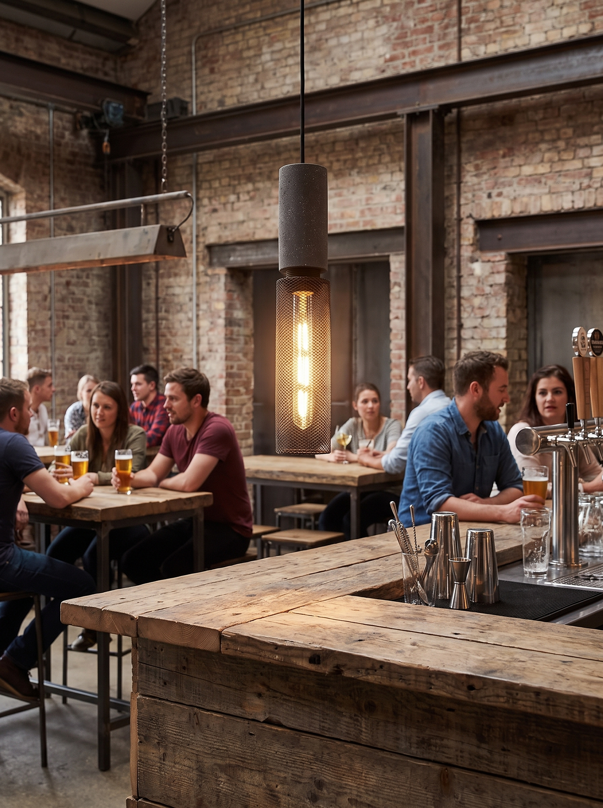 Urban Concrete Industrial Pendant Light in a lifestyle setting