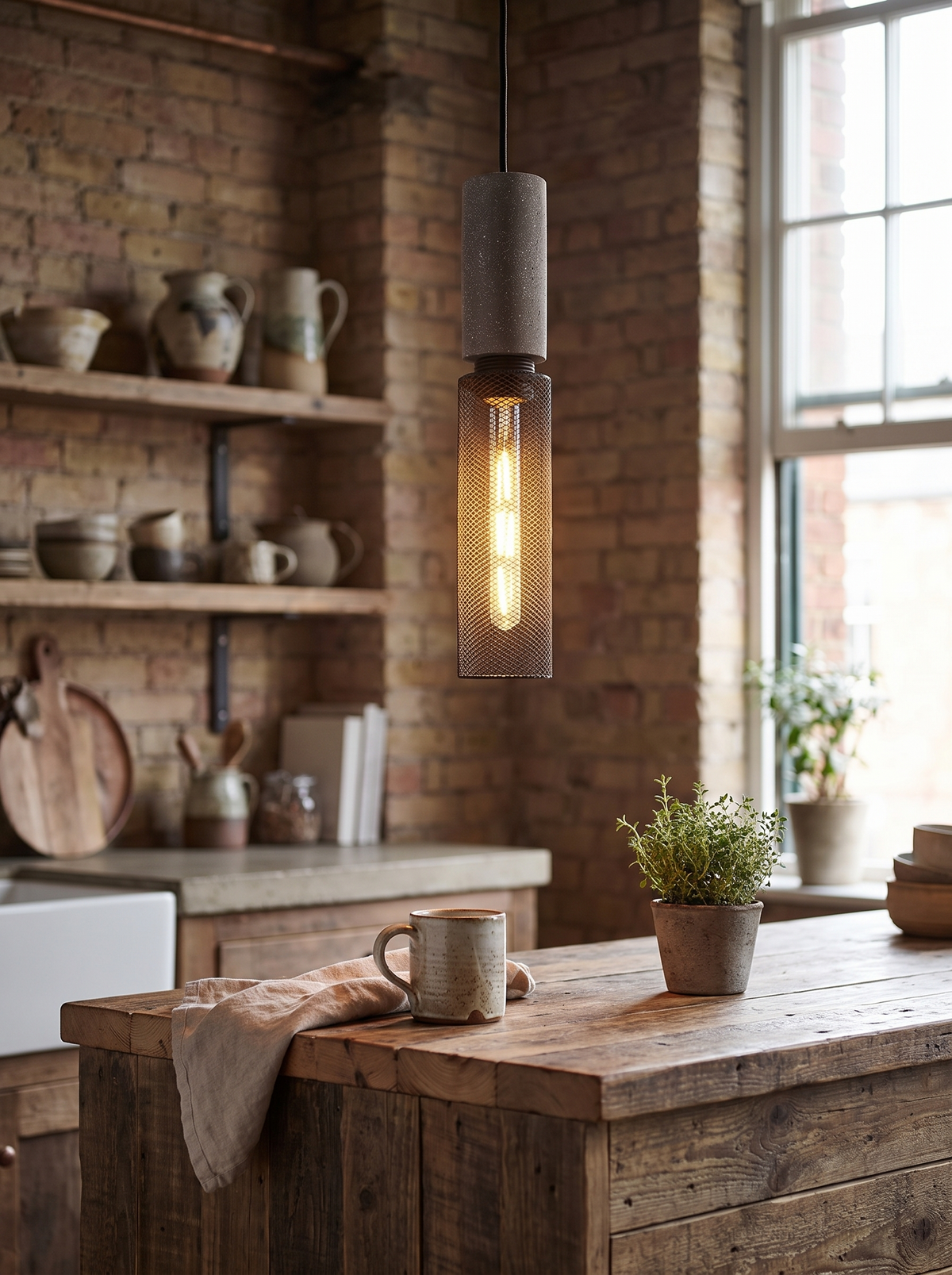 Urban Concrete Industrial Pendant Light in a lifestyle setting