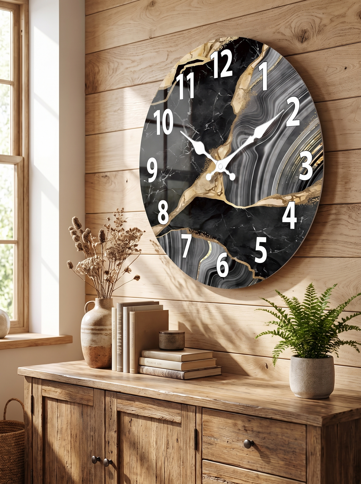 MarbellaTime Marble Pattern Wall Clock in a lifestyle setting
