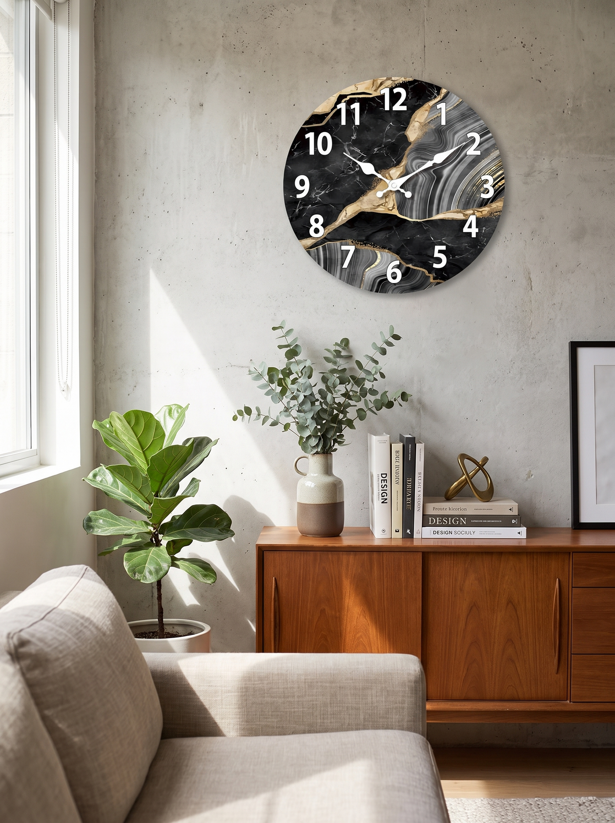 MarbellaTime Marble Pattern Wall Clock in a lifestyle setting