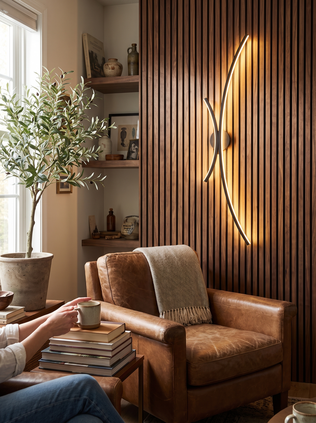 Curved Linear LED Wall Light in a lifestyle setting