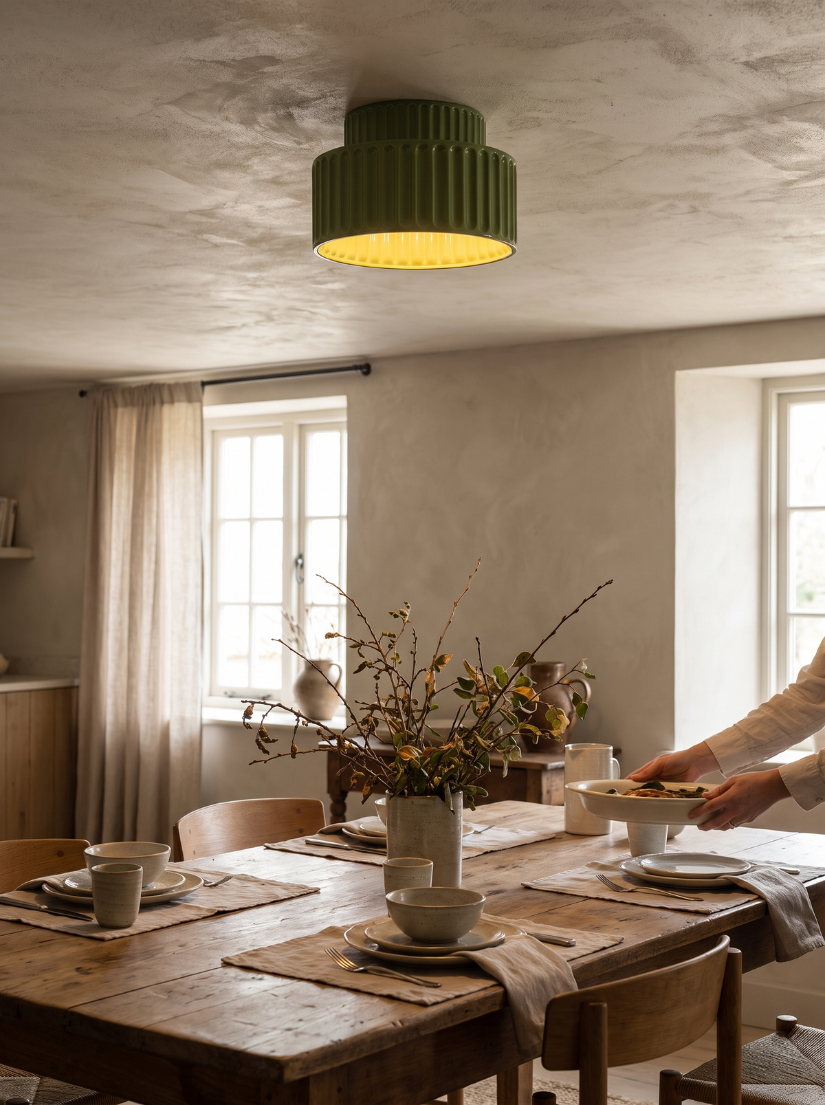 Nordic Ripple Resin Ceiling Light in a lifestyle setting