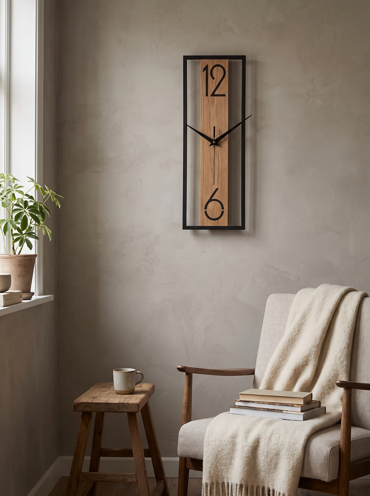 Modern Rectangular Wall Clock in a lifestyle setting