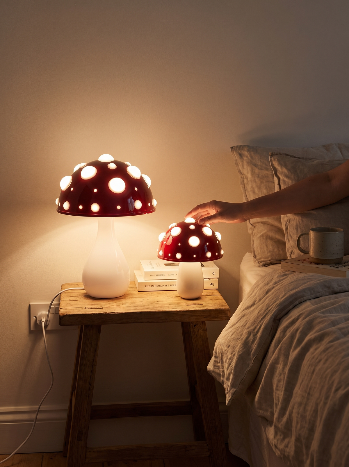 LED Mushroom Table Lamp in a lifestyle setting