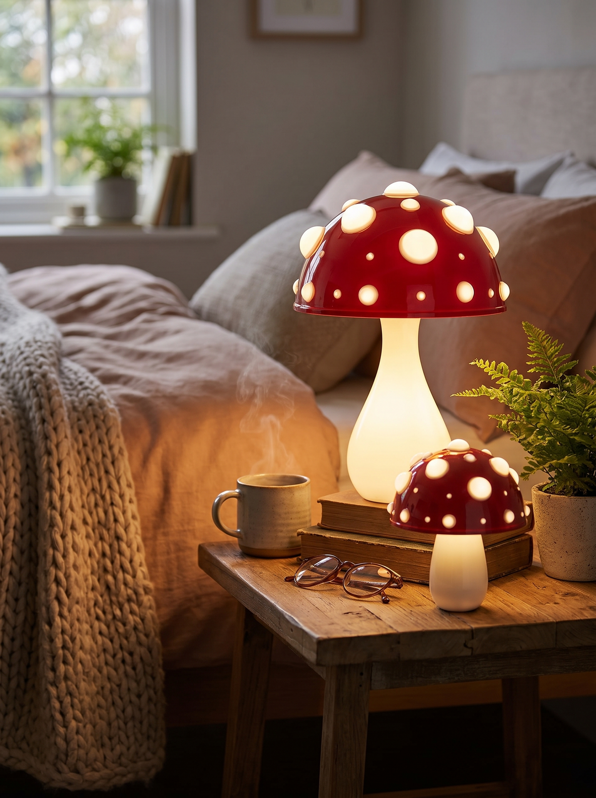 LED Mushroom Table Lamp in a lifestyle setting