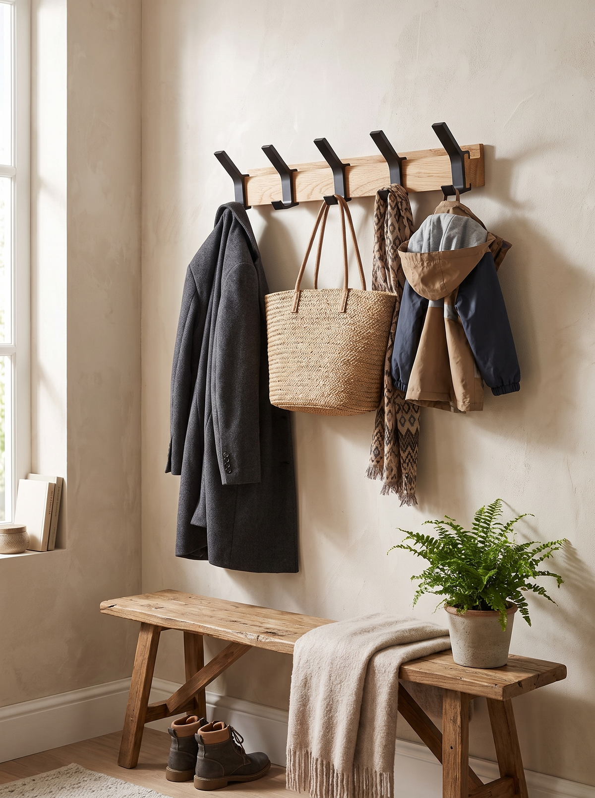 Nordic Wall Mounted Coat Rack in a lifestyle setting