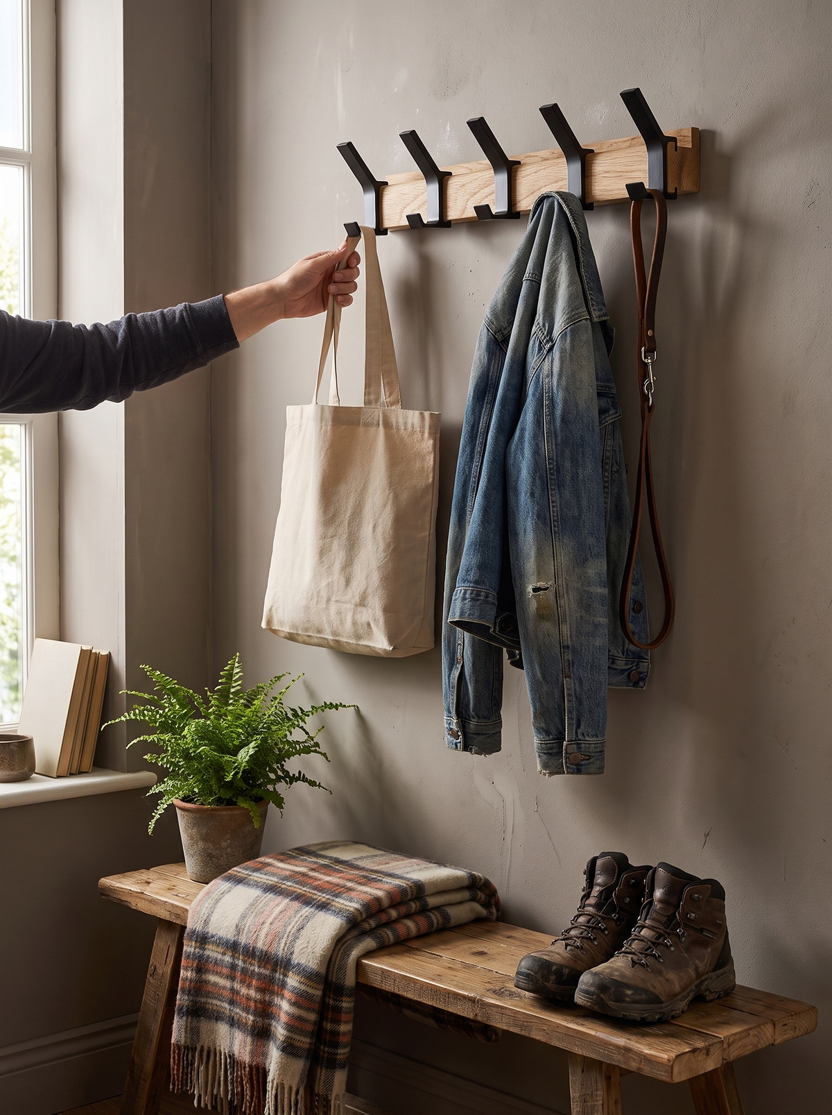 Nordic Wall Mounted Coat Rack in a lifestyle setting