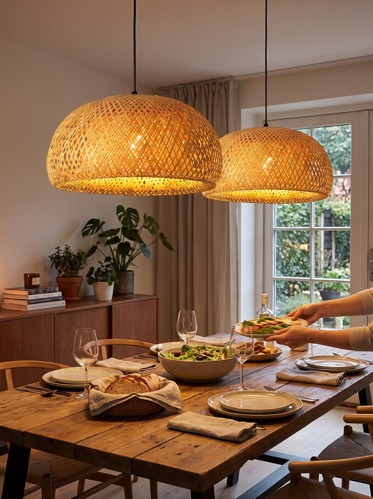 Natural Bamboo Pendant Lamp in a lifestyle setting