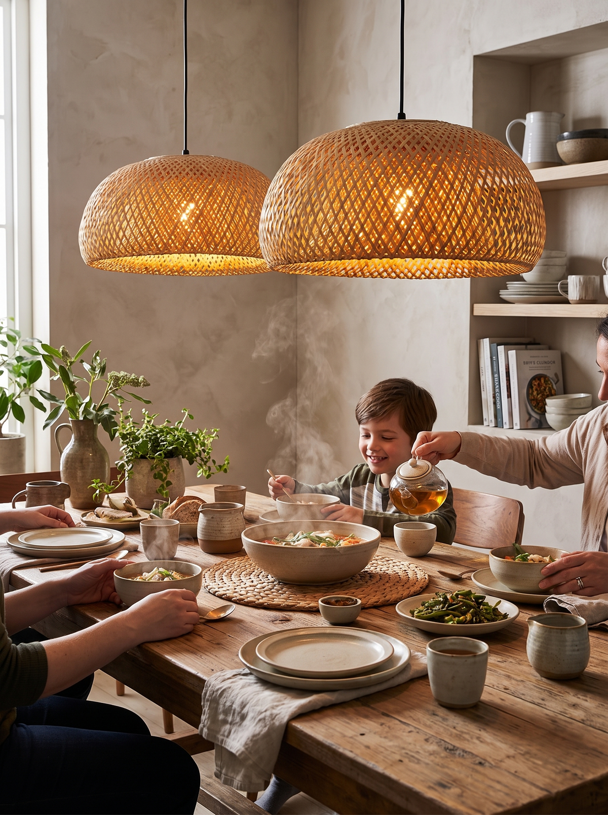 Natural Bamboo Pendant Lamp in a lifestyle setting