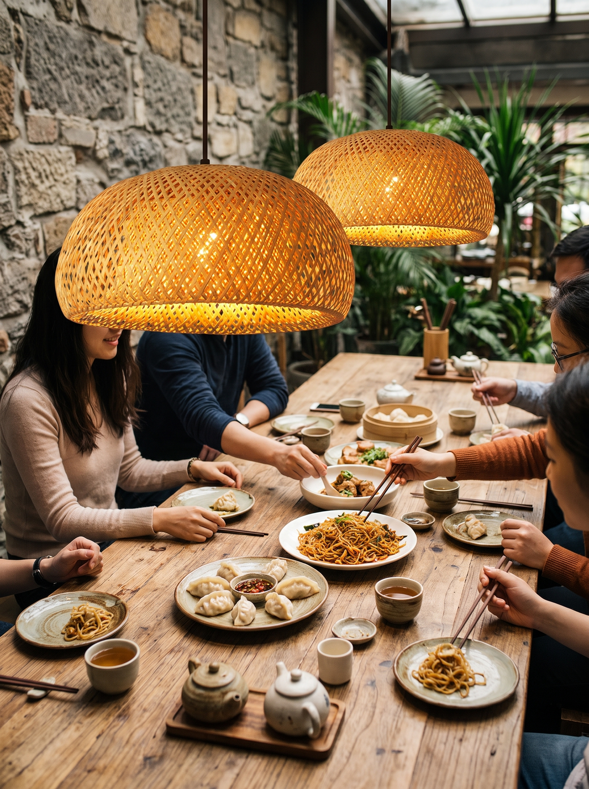 Natural Bamboo Pendant Lamp in a lifestyle setting