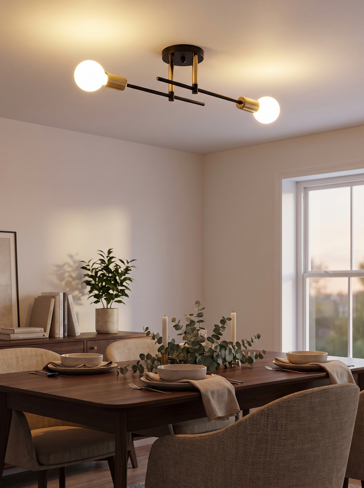 Modern 2 Light Ceiling Lamp in a lifestyle setting