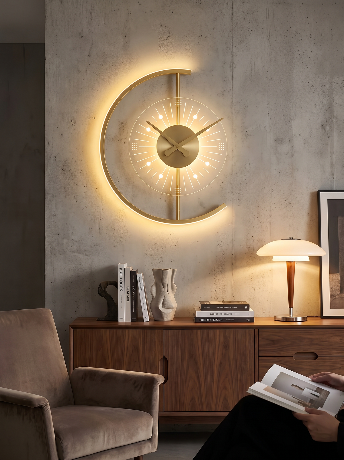 Lunaris Wall Lamp Clock in a lifestyle setting