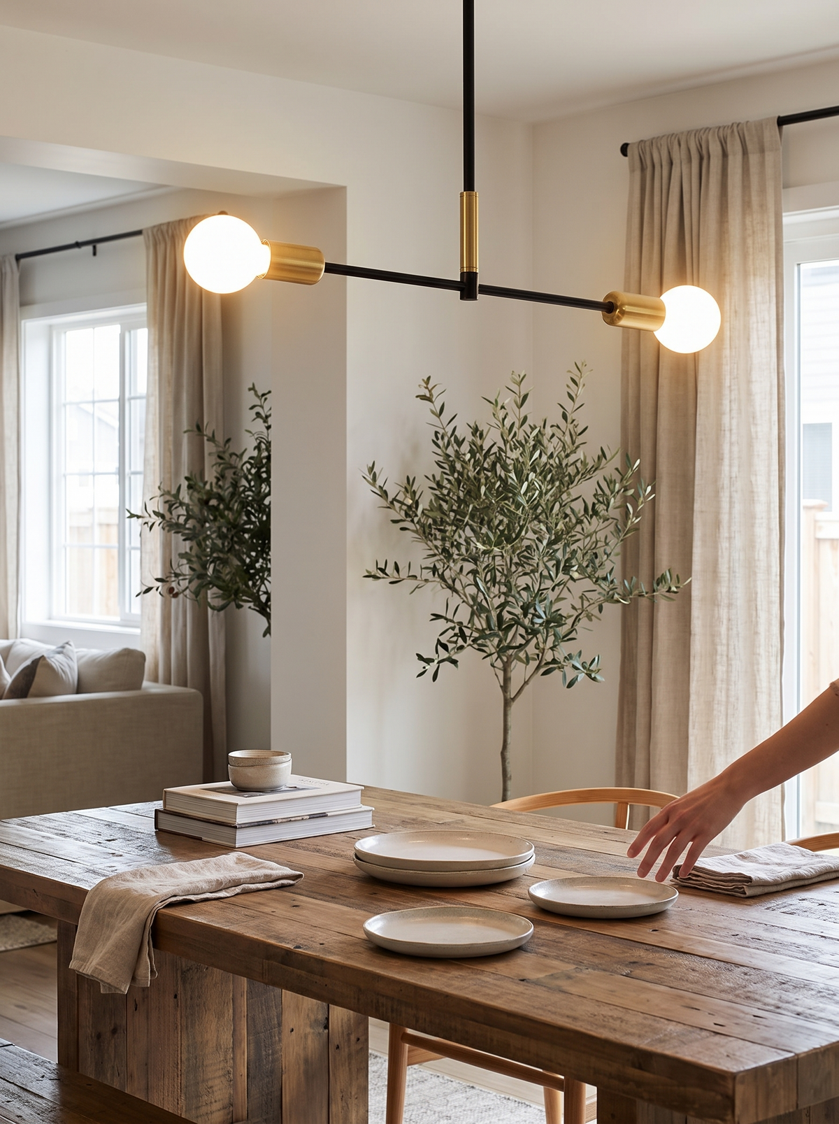 Modern 2 Light Ceiling Lamp in a lifestyle setting