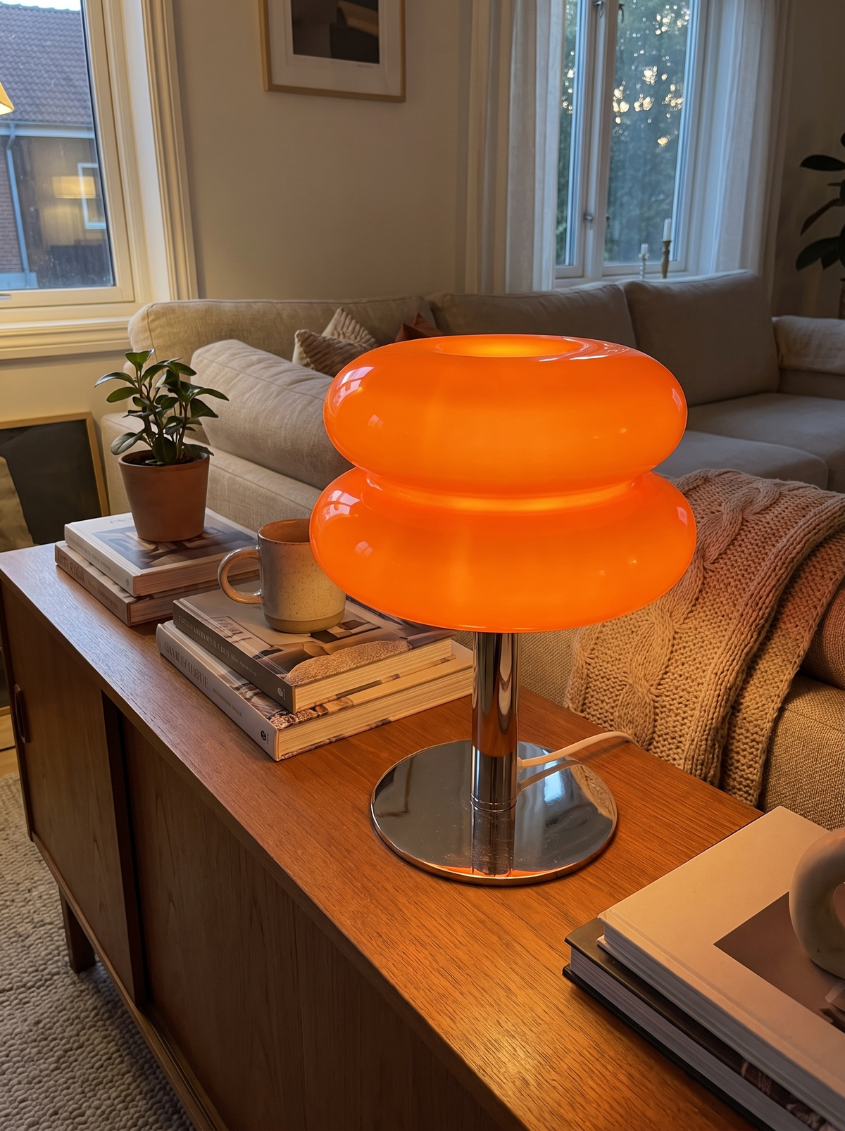 Italian Designer Glass Table Lamp in a lifestyle setting