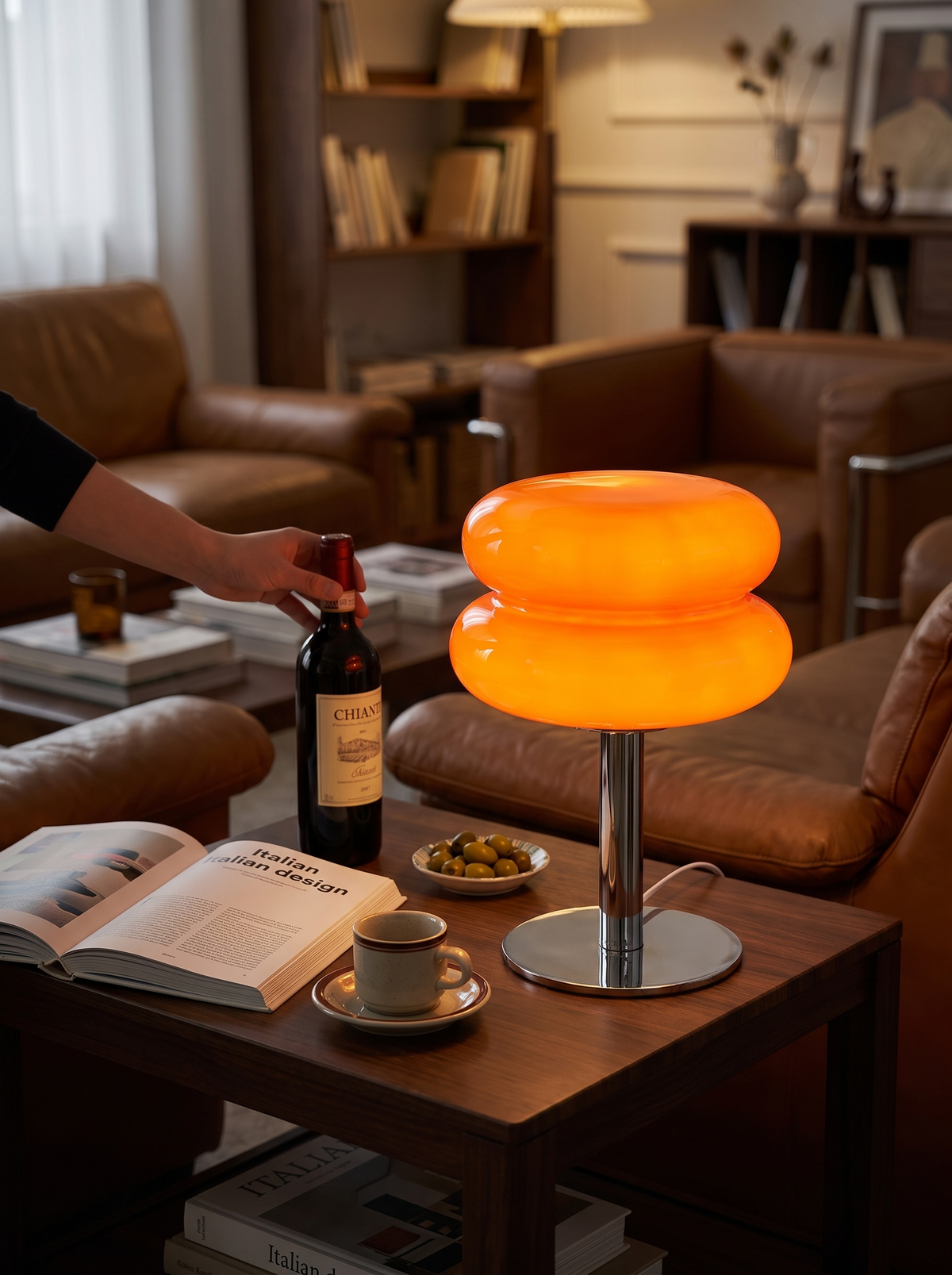 Italian Designer Glass Table Lamp in a lifestyle setting