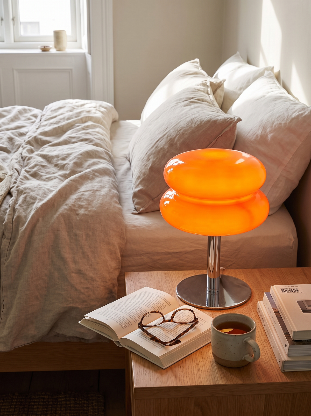 Italian Designer Glass Table Lamp in a lifestyle setting