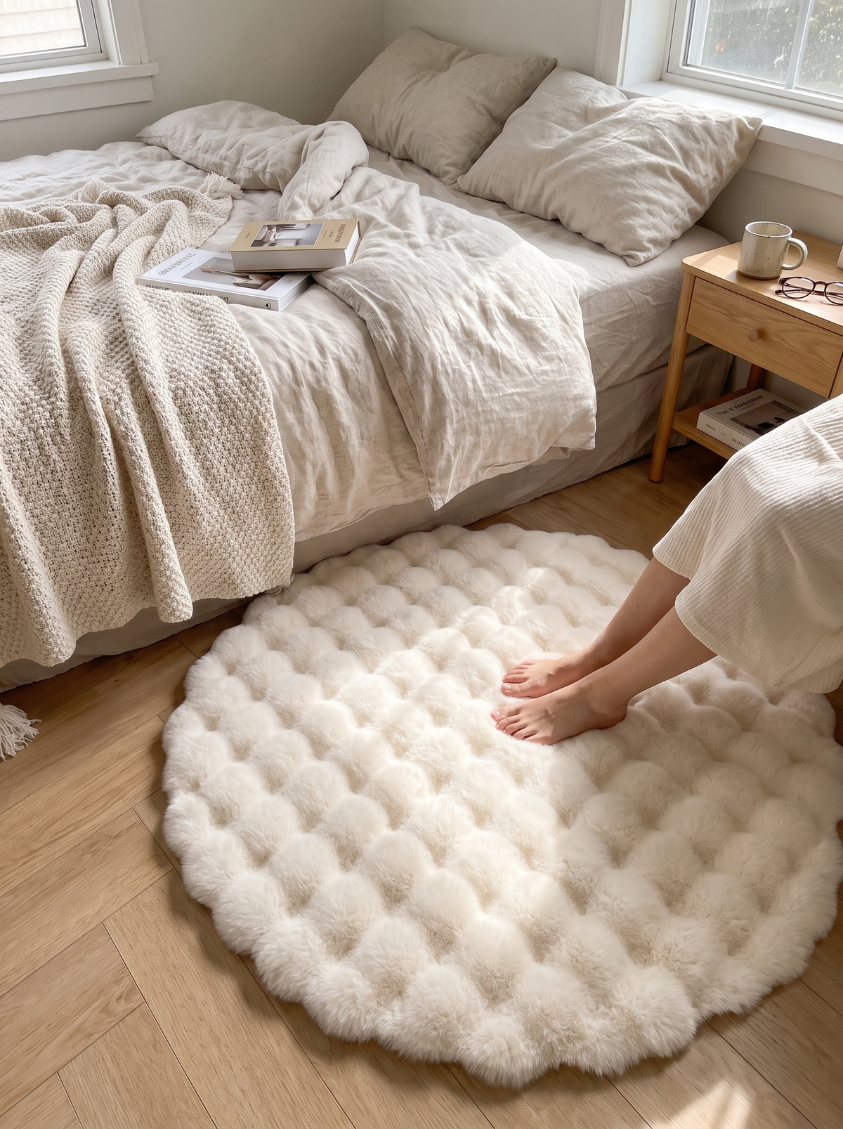 Cloud Comfort Round Bubble Rug in a lifestyle setting
