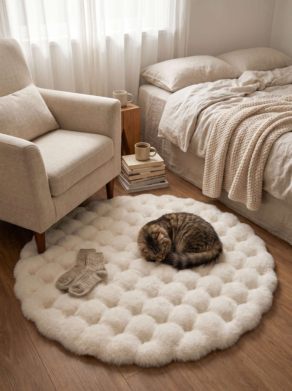 Cloud Comfort Round Bubble Rug in a lifestyle setting