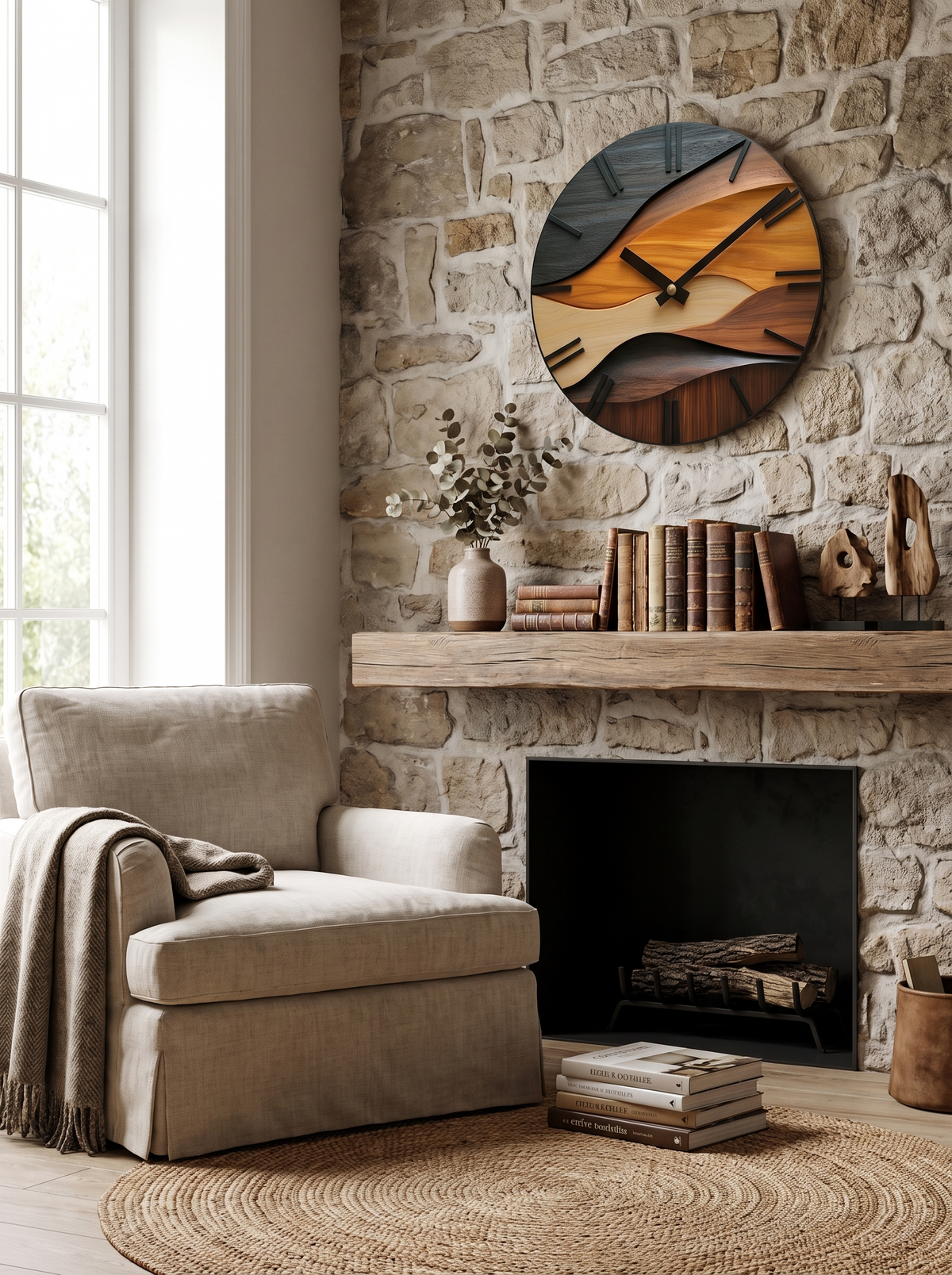 Artistic Round Wall Clock in a lifestyle setting