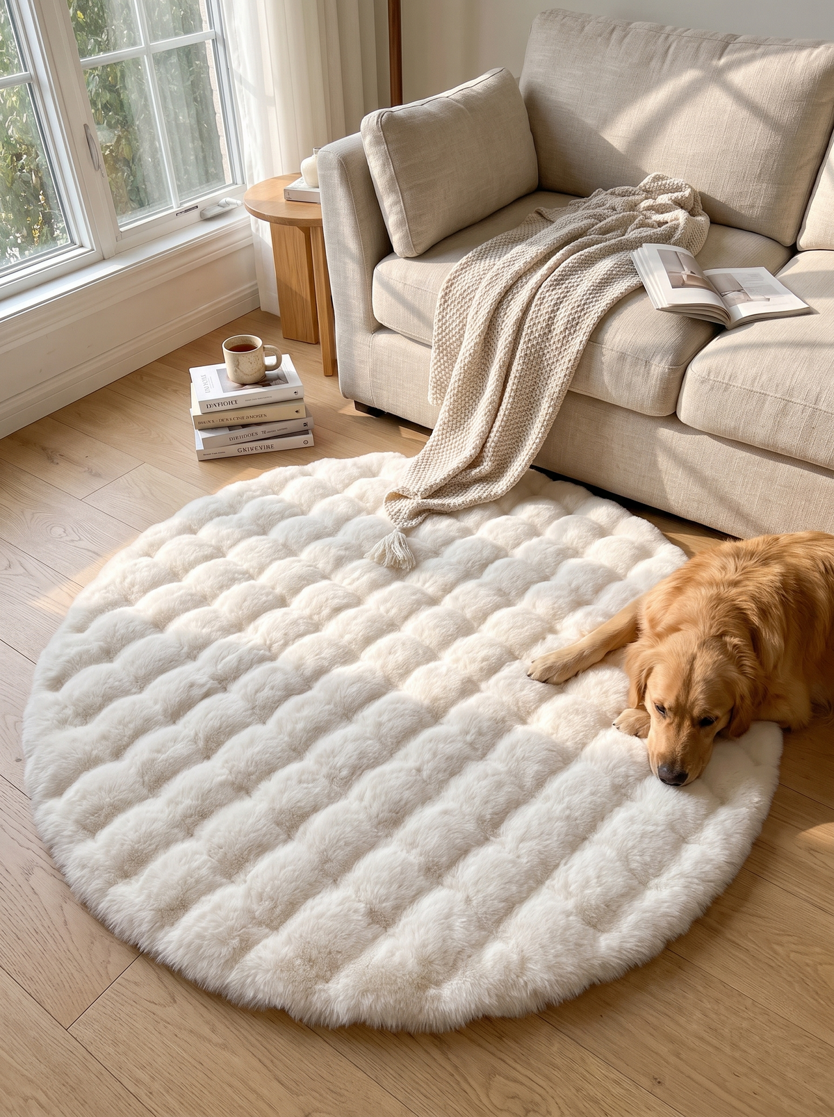 Cloud Comfort Round Bubble Rug in a lifestyle setting