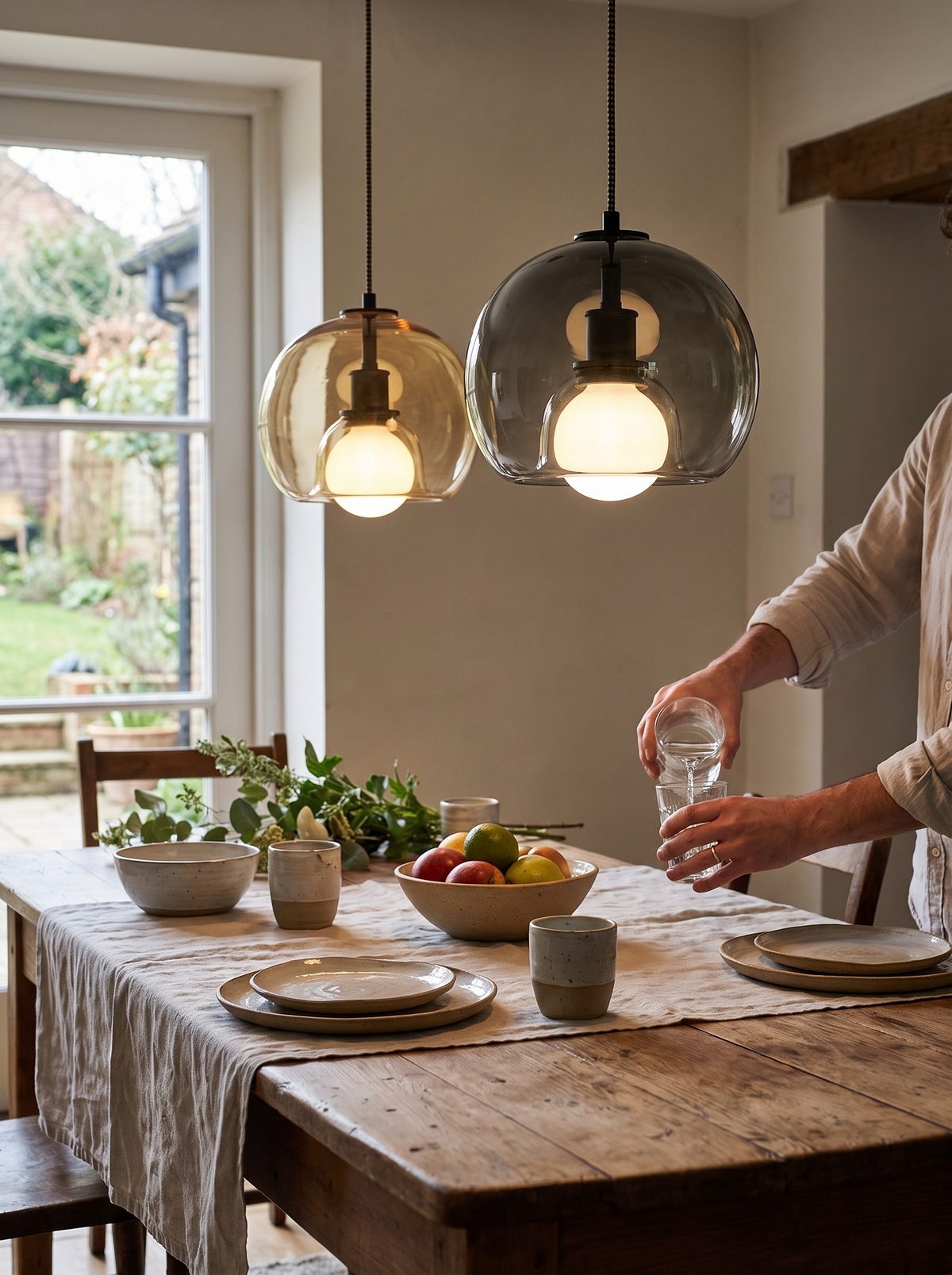 Clyde Glass Pendant Light in a lifestyle setting