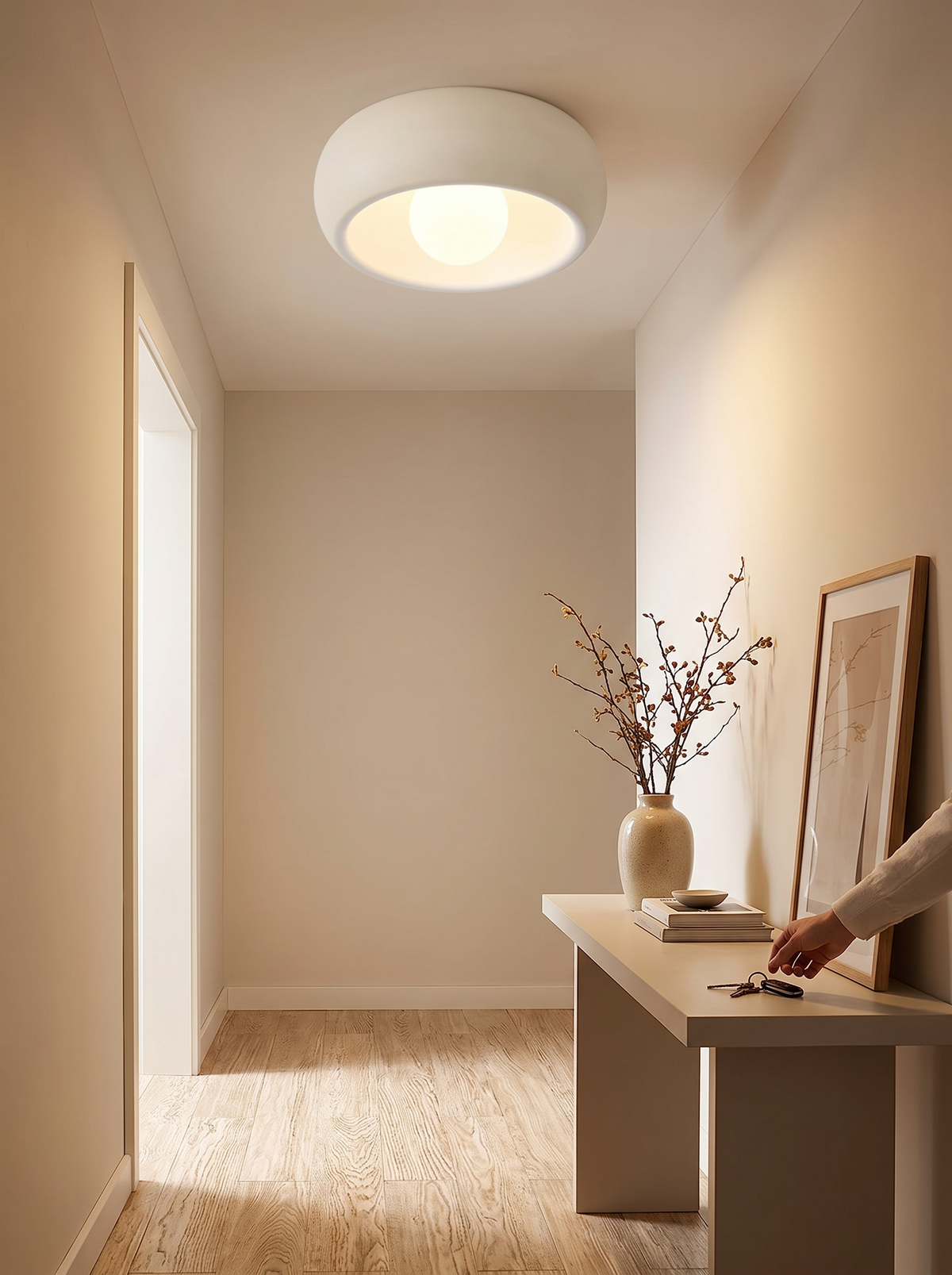 Minimalist Circular Ceiling Lamp in a lifestyle setting