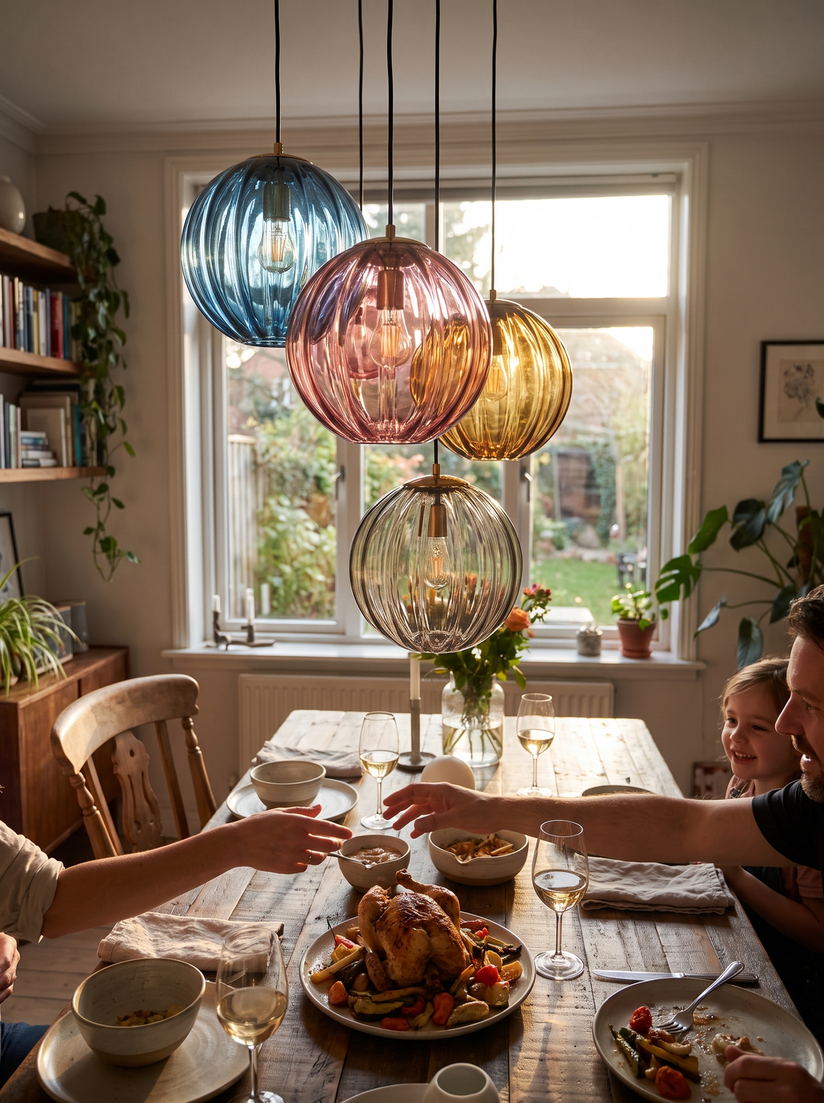 Modern Glass Ball Pendant Light in a lifestyle setting