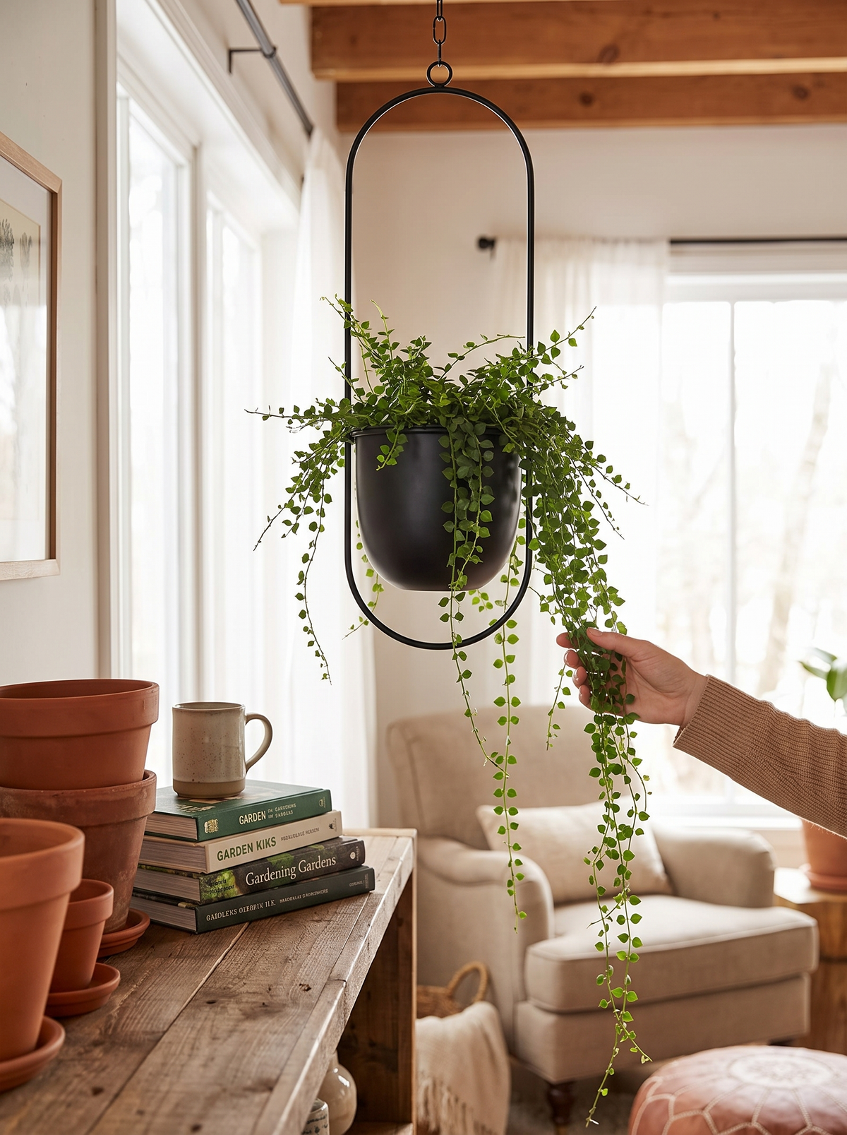 FloraFrame Hanging Planter in a lifestyle setting