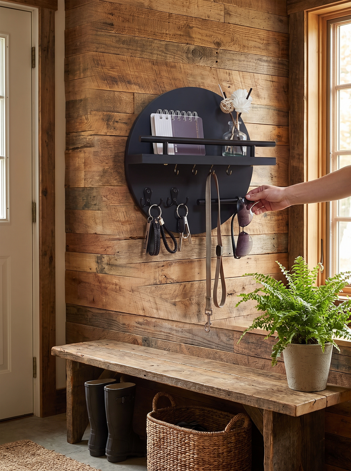 Round Wooden Key Holder in a lifestyle setting