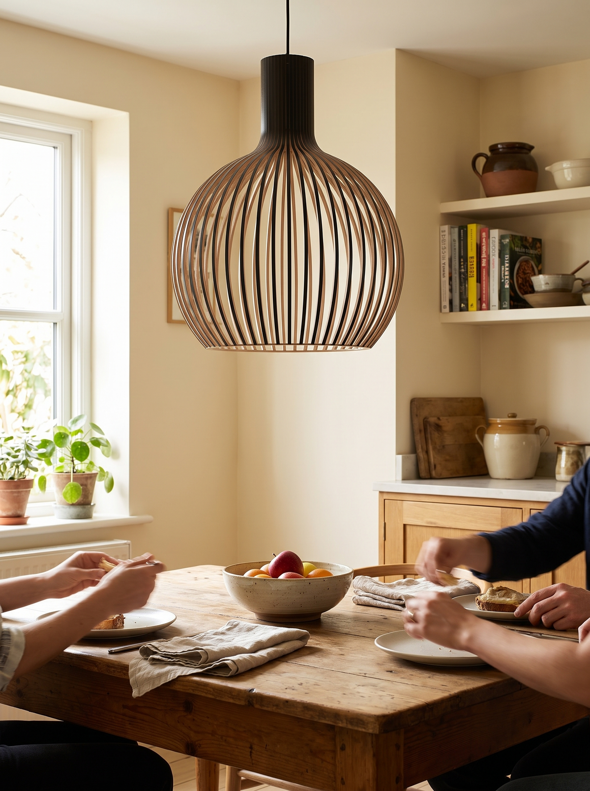 Handcrafted Wooden Pendant Light in a lifestyle setting