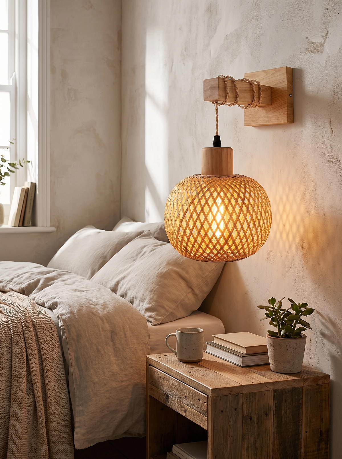 Rustic Wooden Wall Sconce in a lifestyle setting