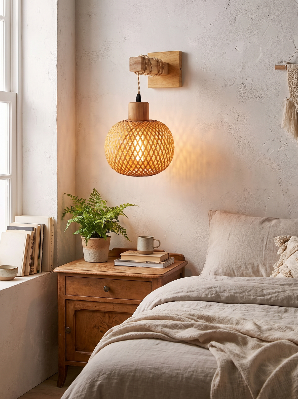 Rustic Wooden Wall Sconce in a lifestyle setting