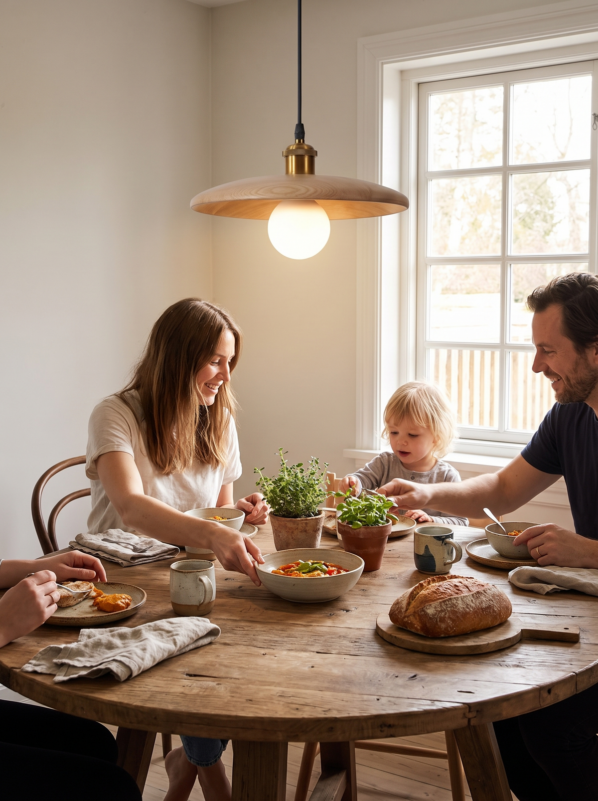 Modern Nordic Solid Wood Pendant Light in a lifestyle setting