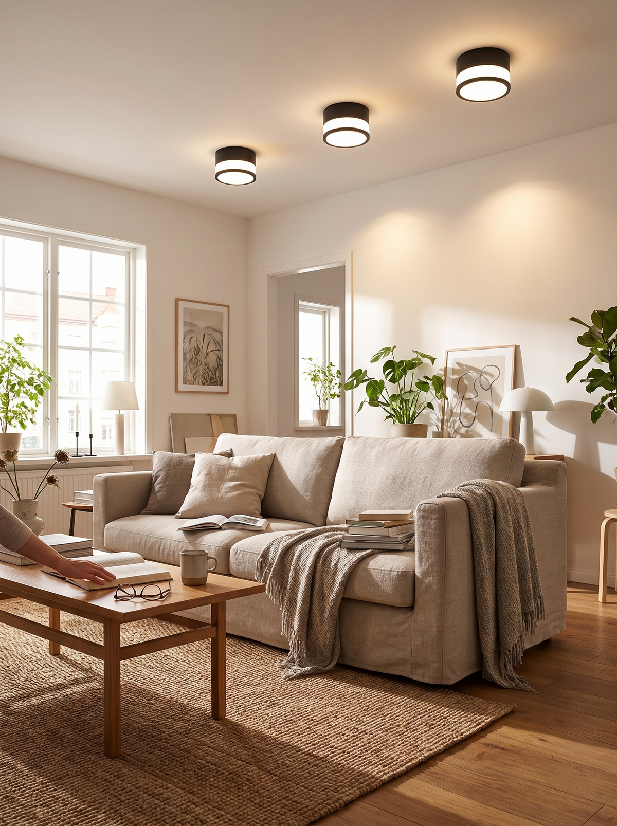 Nordic Surface Mounted LED Downlight in a hallway