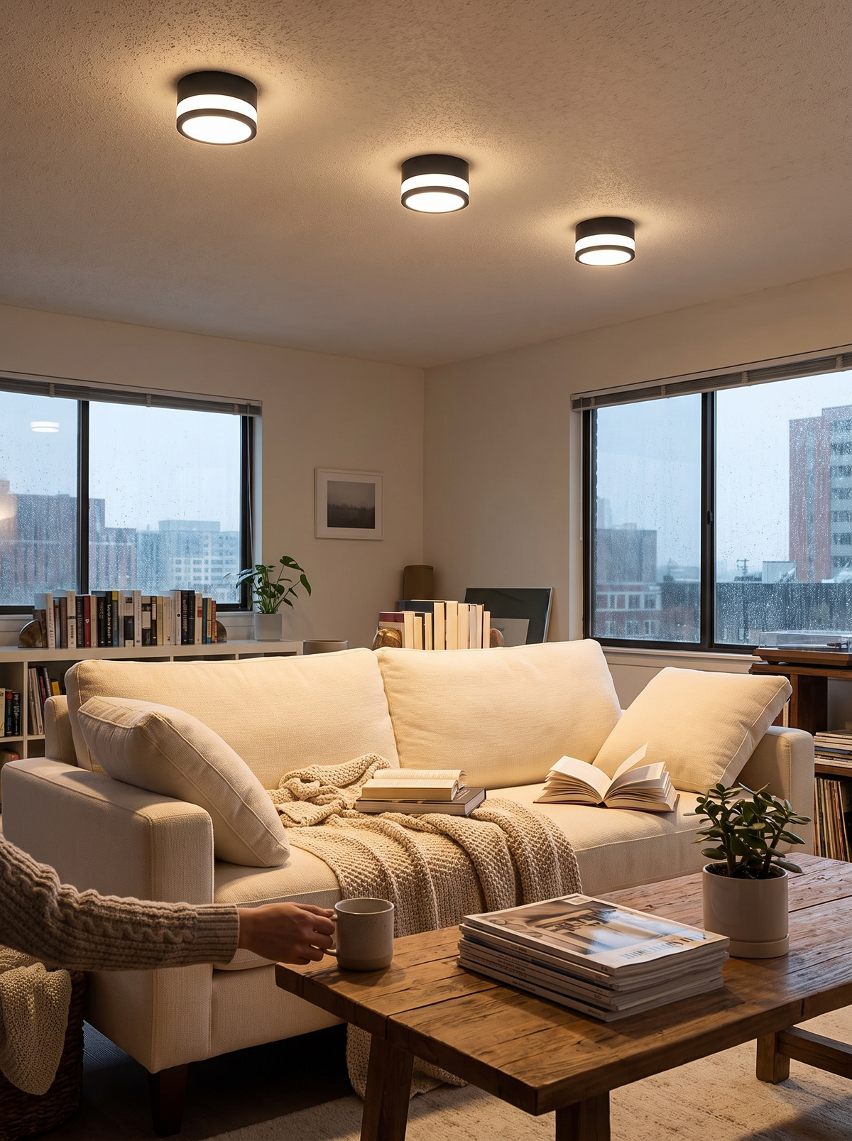 Nordic Surface Mounted LED Downlight on a compact ceiling