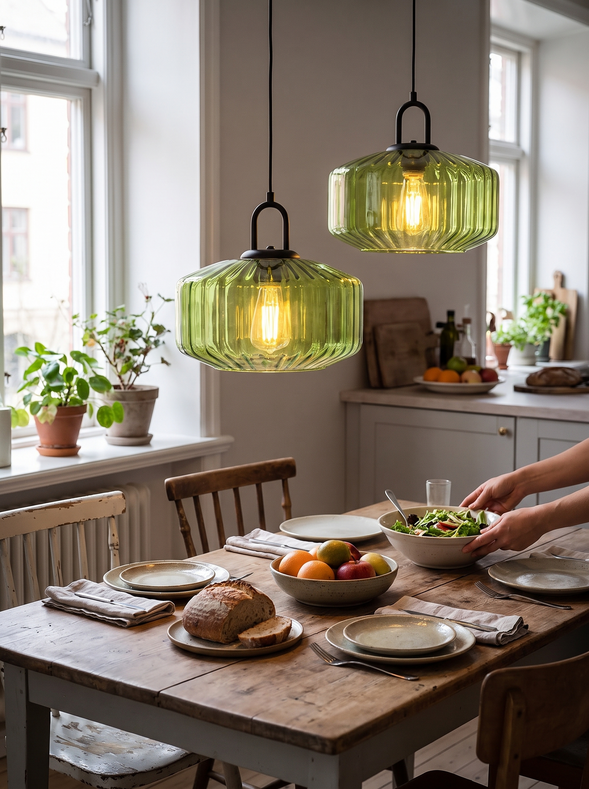Mireta Retro Tinted Glass Pendant Light lifestyle view two