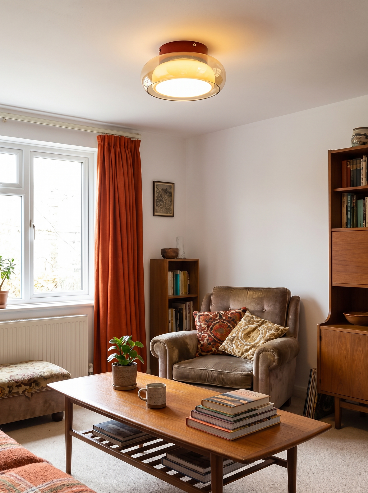 June Retro Glass Flush Mount Ceiling Light lifestyle view three