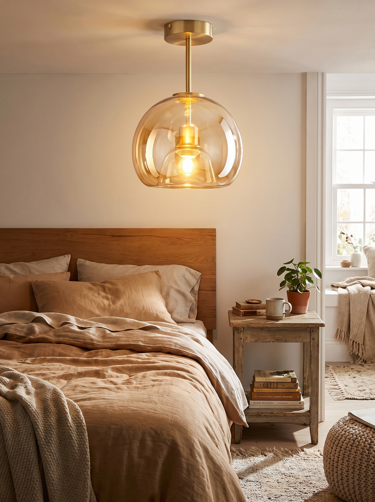 Nordic Glass Ball Semi Flush Ceiling Light lifestyle view three