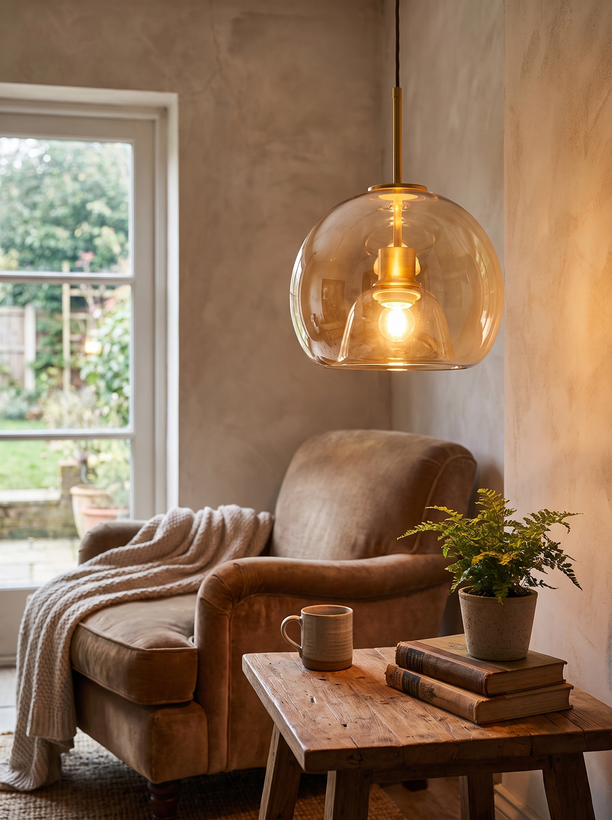 Nordic Glass Ball Semi Flush Ceiling Light lifestyle view one