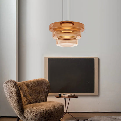 Bauhaus Glass Pendant Light | Modern Layered LED Hanging Lamp