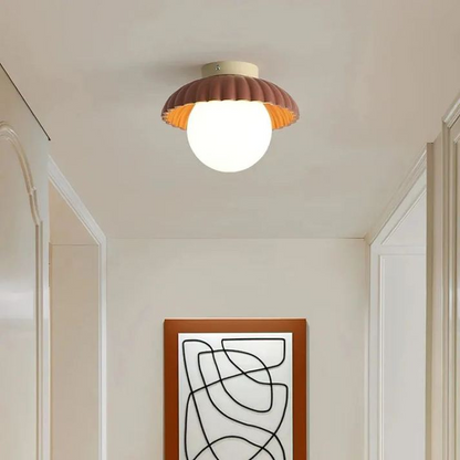 Iron and Glass Globe Flush Mount Light