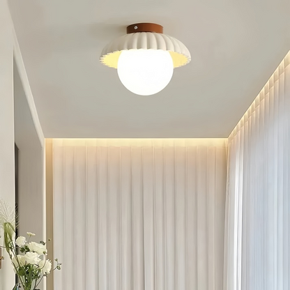 Iron and Glass Globe Flush Mount Light