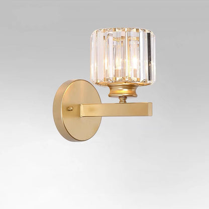Faceted Crystal and Iron Wall Sconce