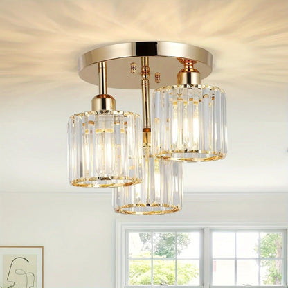 3-Light Crystal Semi Flush Ceiling Light