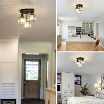 3-Light Crystal Semi Flush Ceiling Light