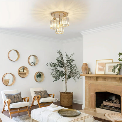 3-Light Crystal Semi Flush Ceiling Light